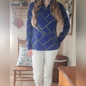 Columbia Blue and Green V-Neck Sweater